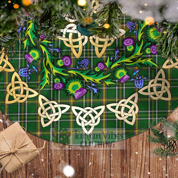 Tartan Vibes Clothing Offaly County Ireland Tartan Christmas Tree Skirt with Thistle Celtic Knot Style