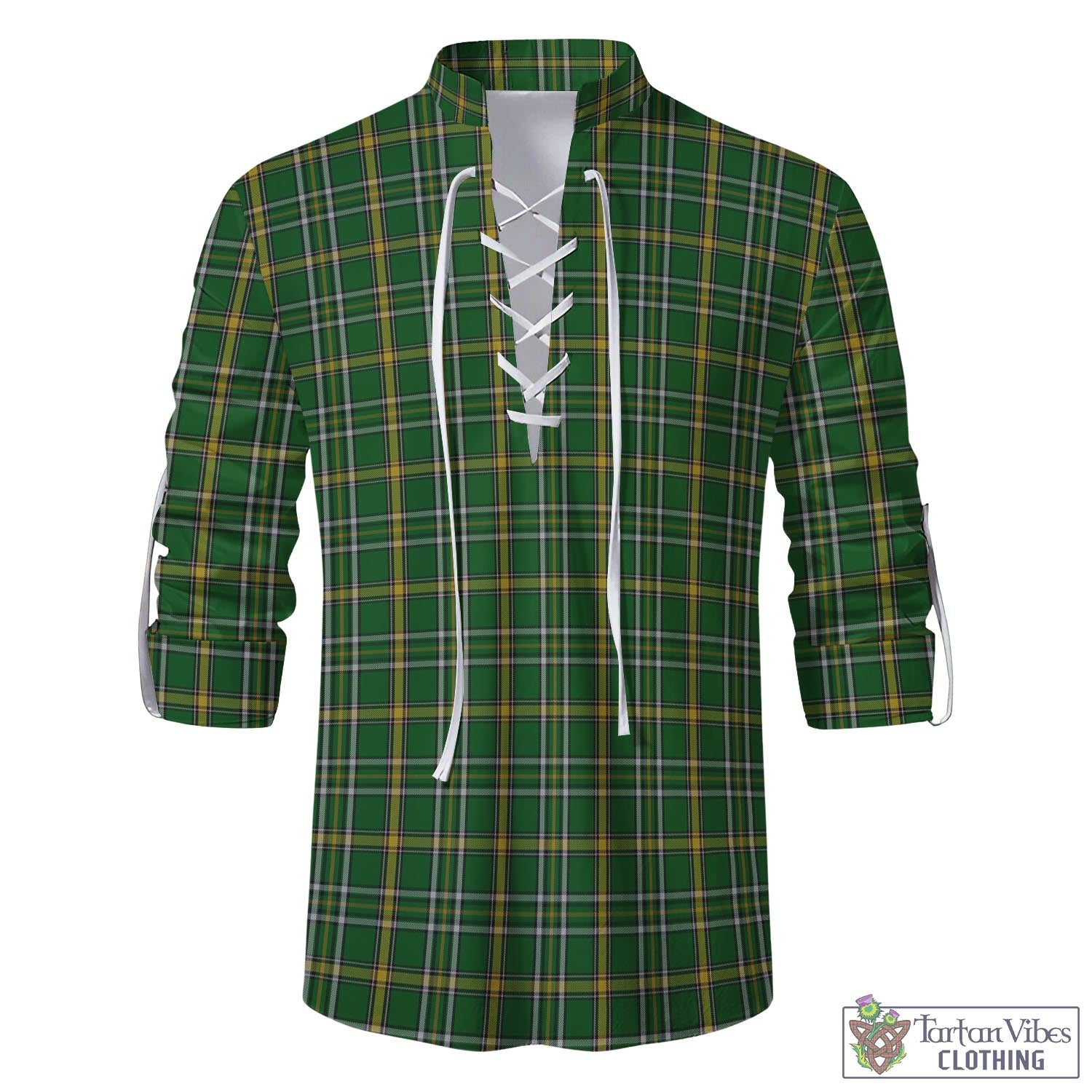 Tartan Vibes Clothing Offaly County Ireland Tartan Men's Scottish Traditional Jacobite Ghillie Kilt Shirt