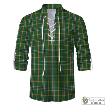 Offaly County Ireland Tartan Men's Scottish Traditional Jacobite Ghillie Kilt Shirt