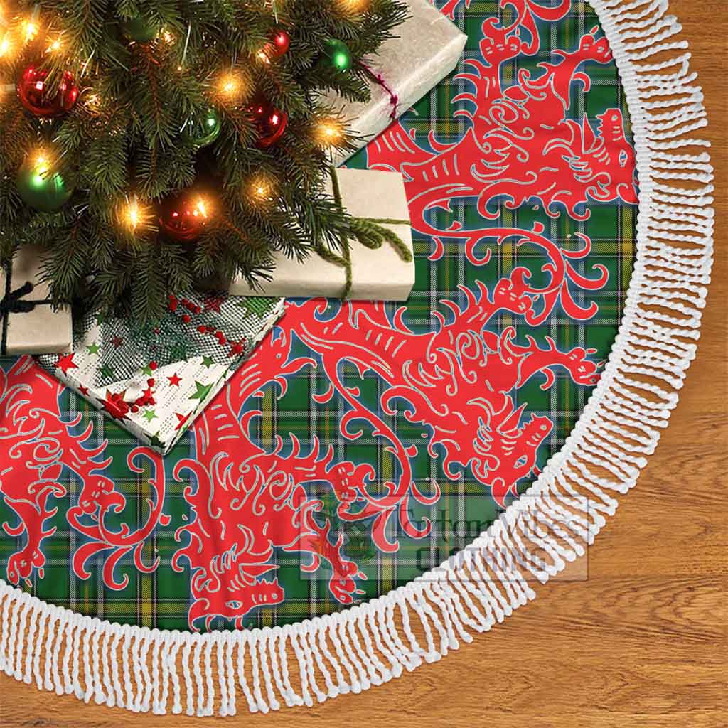 Offaly County Ireland Tartan Christmas Tree Skirt Lion Rampant Style - Tartan Vibes Clothing