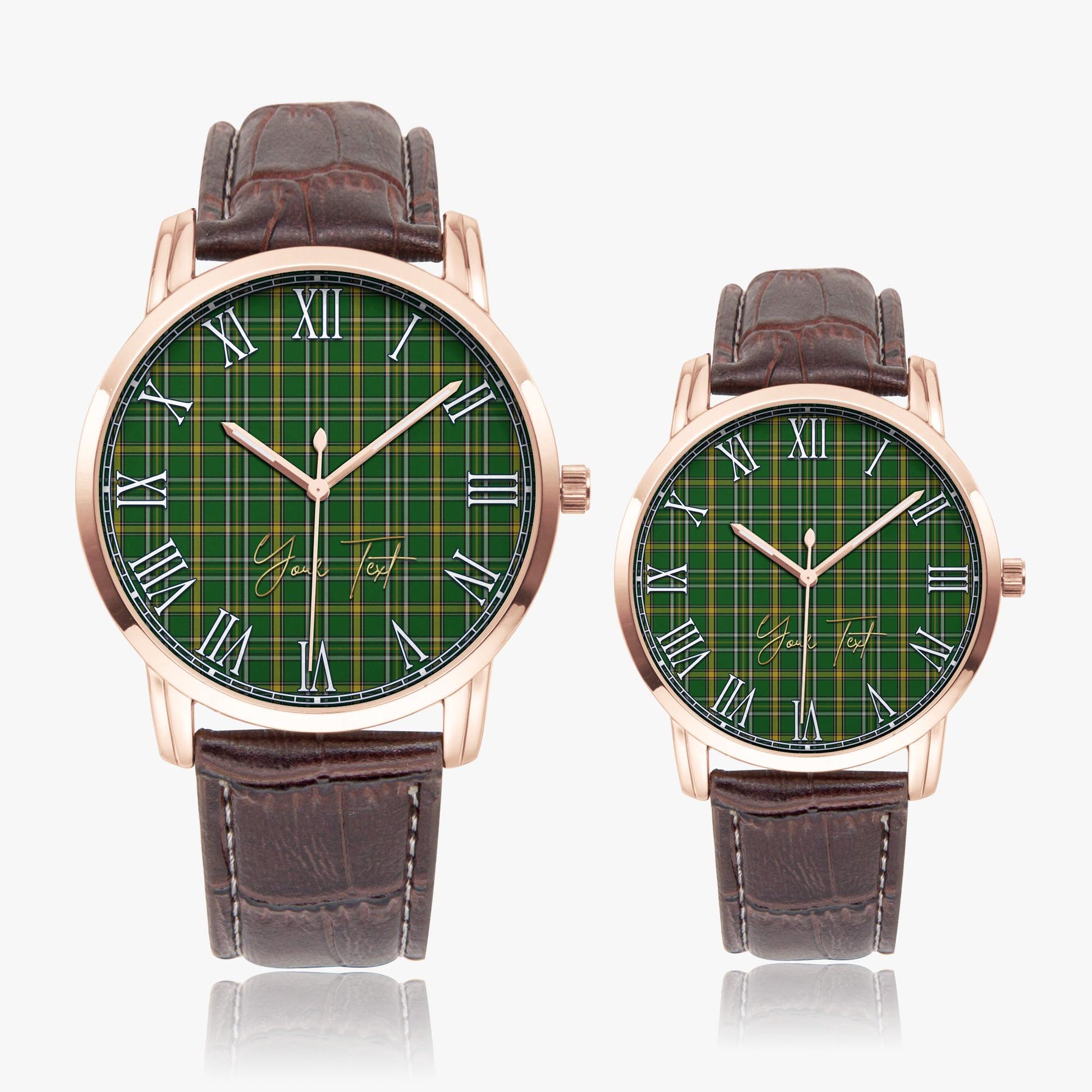 Offaly County Ireland Tartan Personalized Your Text Leather Trap Quartz Watch - Tartan Vibes Clothing