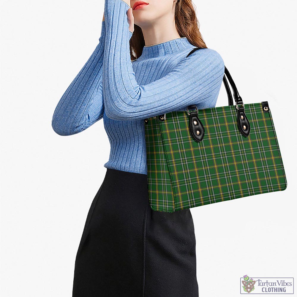 Offaly County Ireland Tartan Luxury Leather Handbags - Tartan Vibes Clothing