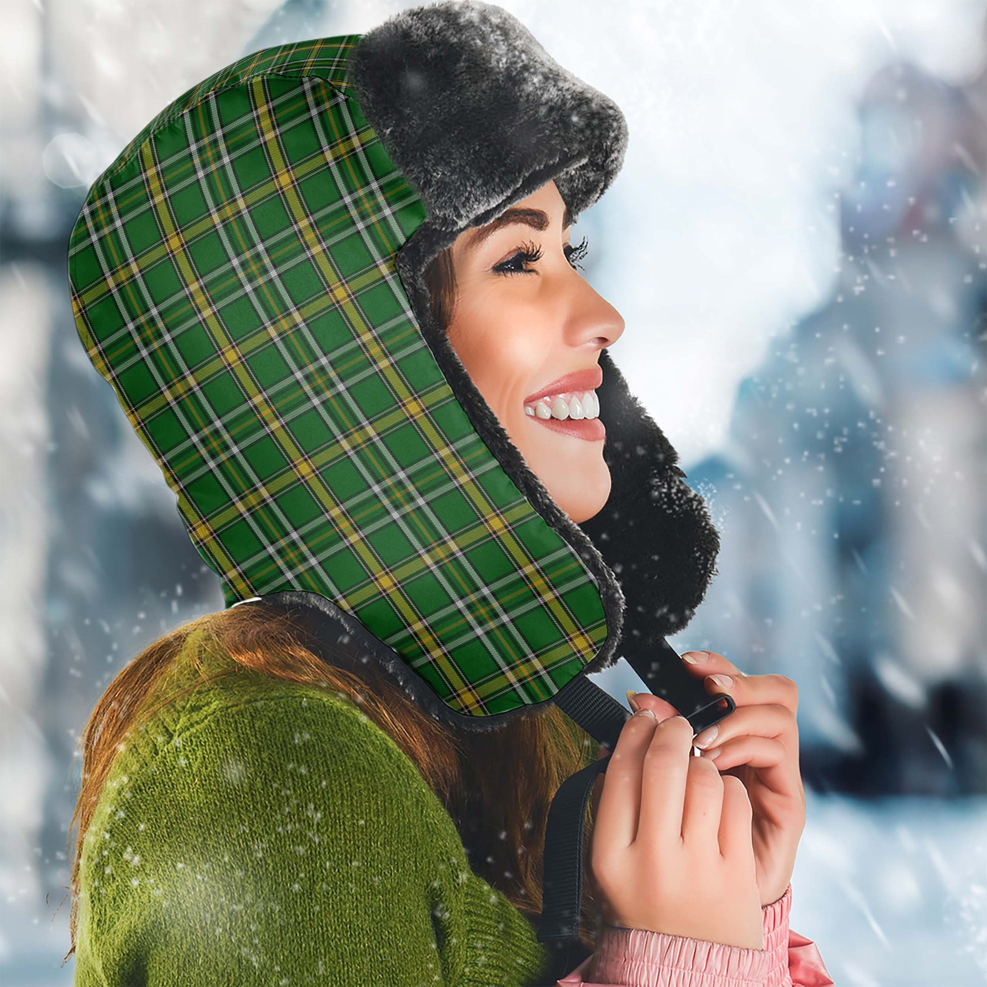 Offaly County Ireland Tartan Winter Trapper Hat - Tartan Vibes Clothing