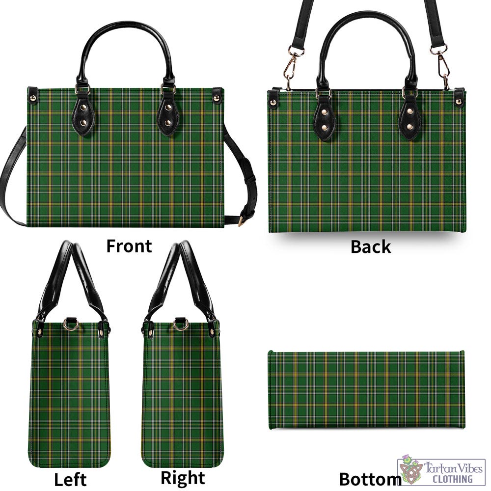 Offaly County Ireland Tartan Luxury Leather Handbags - Tartan Vibes Clothing