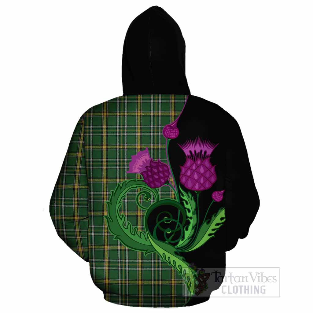 Offaly County Ireland Tartan Cotton Hoodie Traditional Scottish Thistle