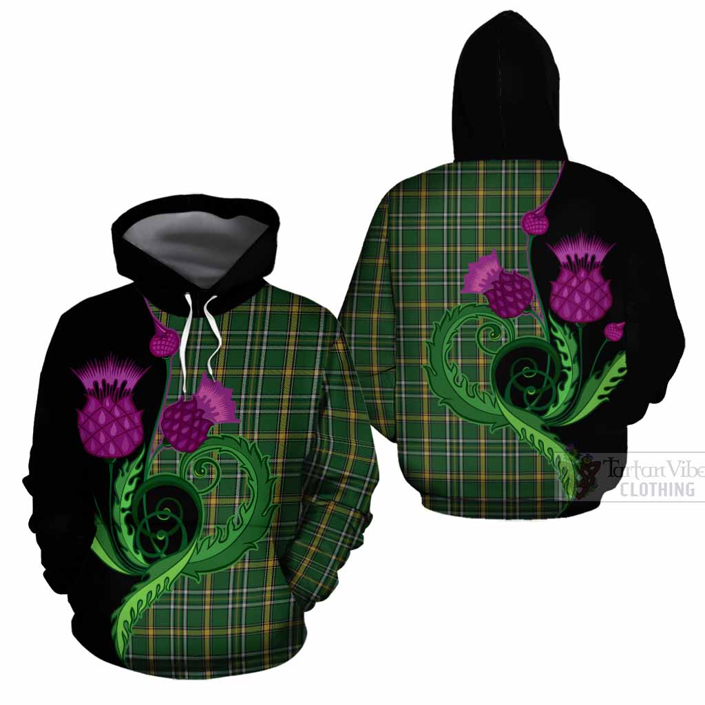 Offaly County Ireland Tartan Cotton Hoodie Traditional Scottish Thistle
