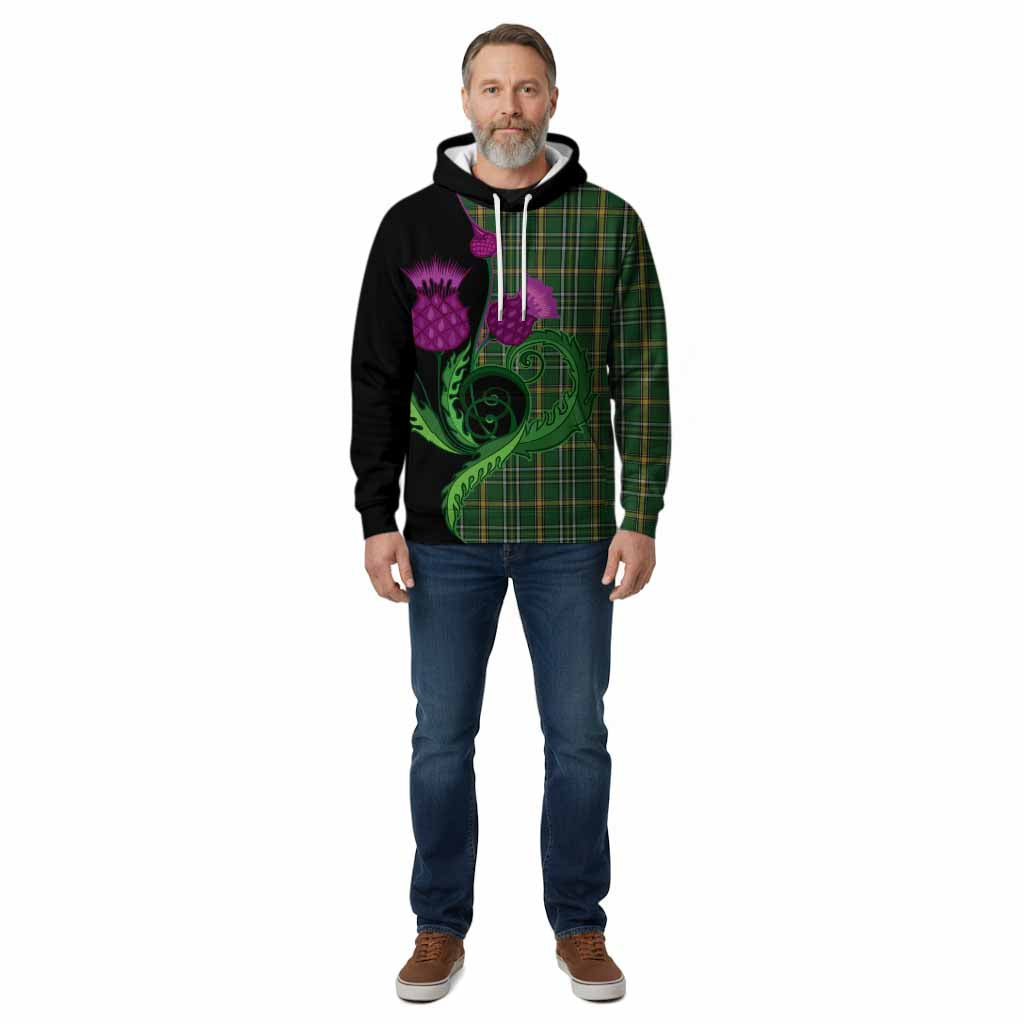 Offaly County Ireland Tartan Cotton Hoodie Traditional Scottish Thistle