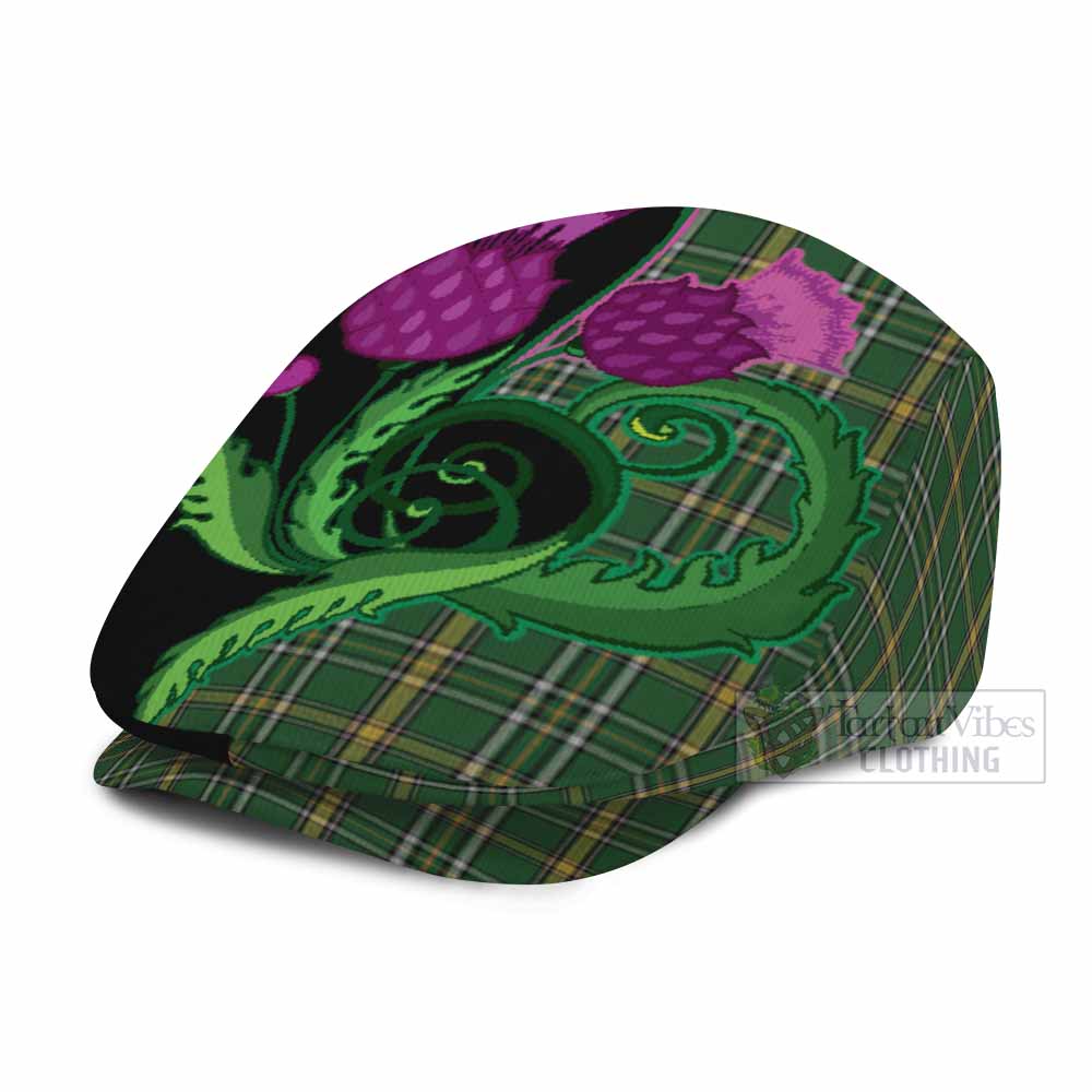 Offaly County Ireland Tartan Flat Cap, Jeff Cap Traditional Scottish Thistle