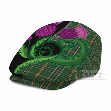 Offaly County Ireland Tartan Flat Cap, Jeff Cap Traditional Scottish Thistle