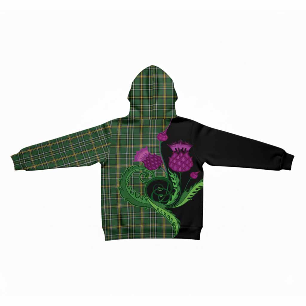 Offaly County Ireland Tartan Kid Hoodie Traditional Scottish Thistle