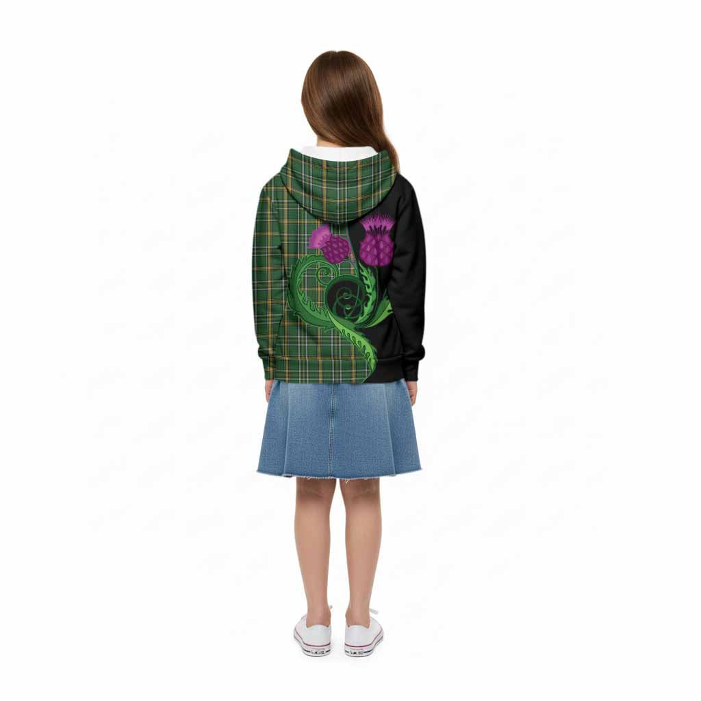Offaly County Ireland Tartan Kid Hoodie Traditional Scottish Thistle
