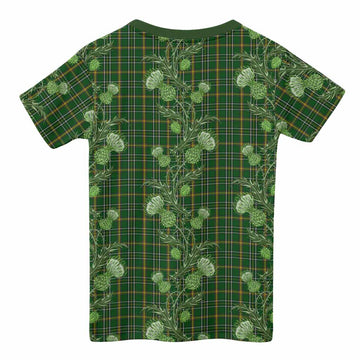 Offaly County Ireland Tartan Kid T-shirt Seamless Scottish Thistle Flowers