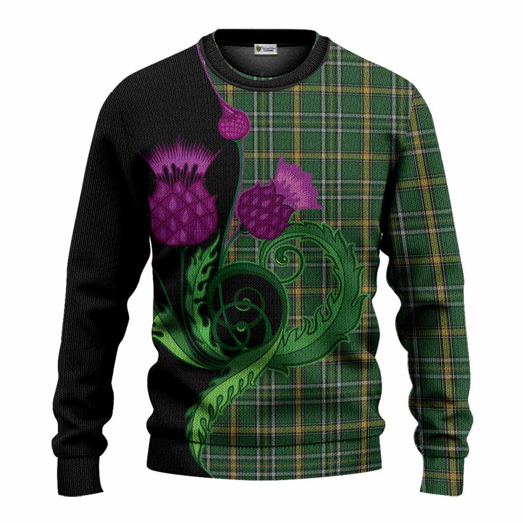 Offaly County Ireland Tartan Knitted Sweater Traditional Scottish Thistle