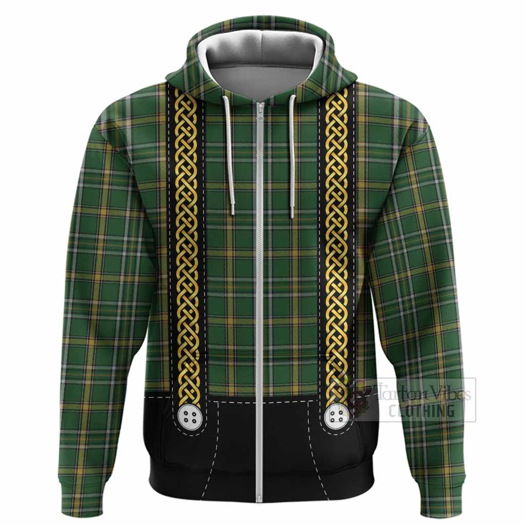 Offaly Tartan Lederhosen Costume Hoodie Scotland Celtic Knot Motif
