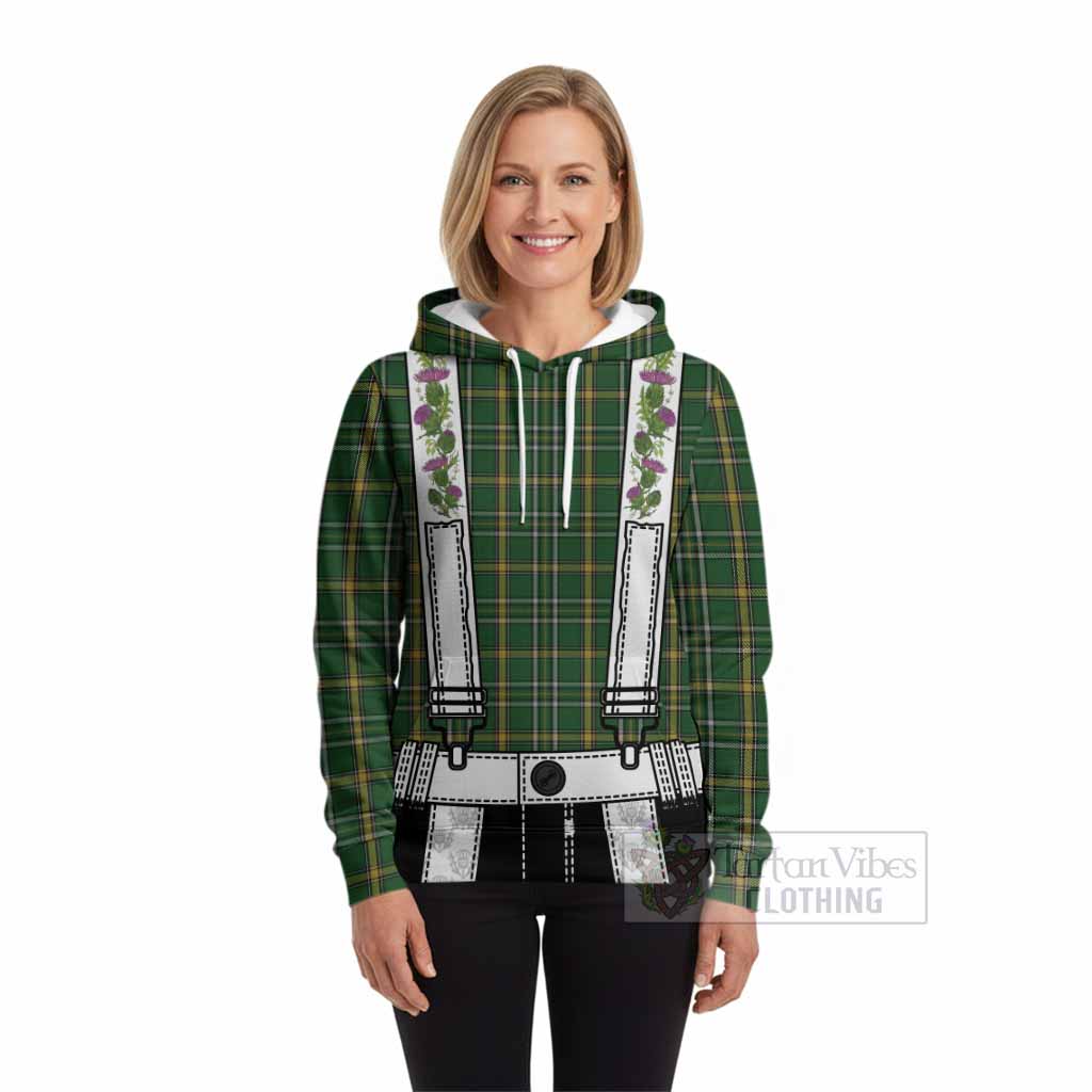 Offaly Tartan Lederhosen Costume Hoodie Scotland Thistle Floral