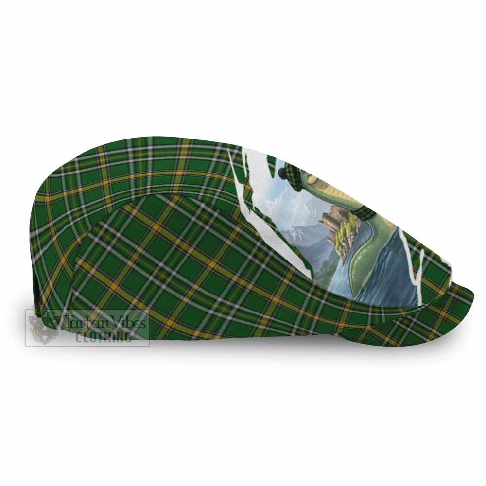 Offaly Tartan Loch Ness Monster Scottish Heritage Art Flat Cap, Jeff Cap