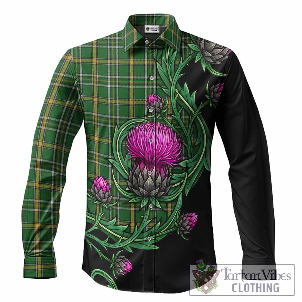 Offaly Tartan Long Sleeve Button Shirts Resilient Scottish Thistle