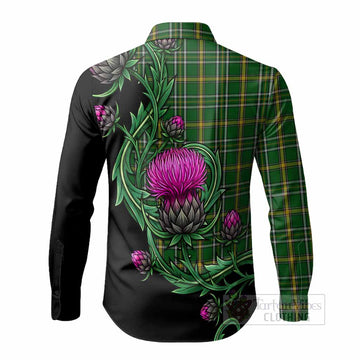 Offaly Tartan Long Sleeve Button Shirts Resilient Scottish Thistle