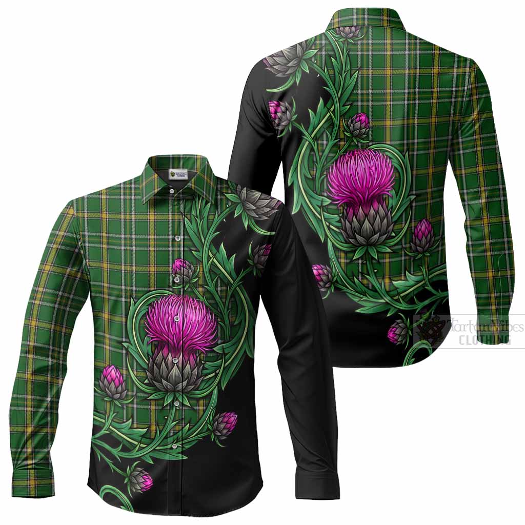 Offaly Tartan Long Sleeve Button Shirts Resilient Scottish Thistle