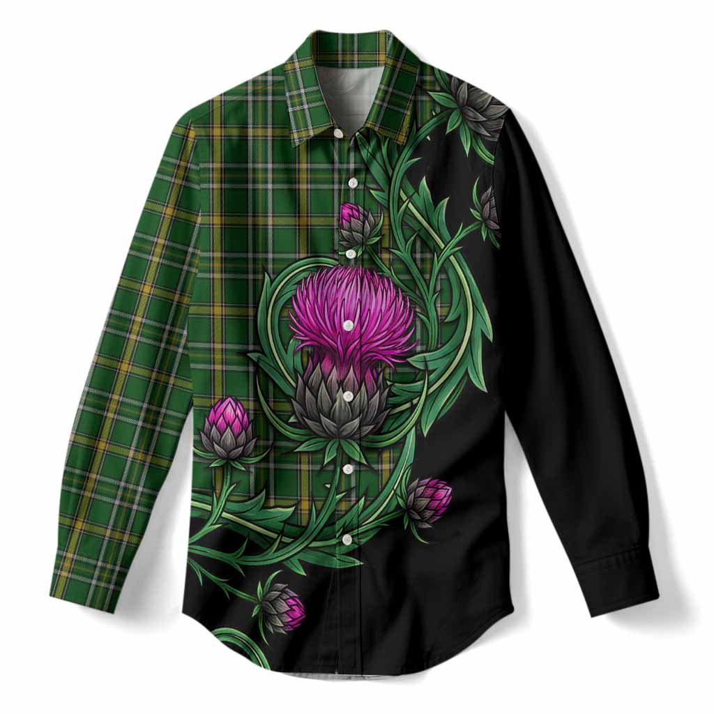 Offaly Tartan Women Casual Shirt Resilient Scottish Thistle