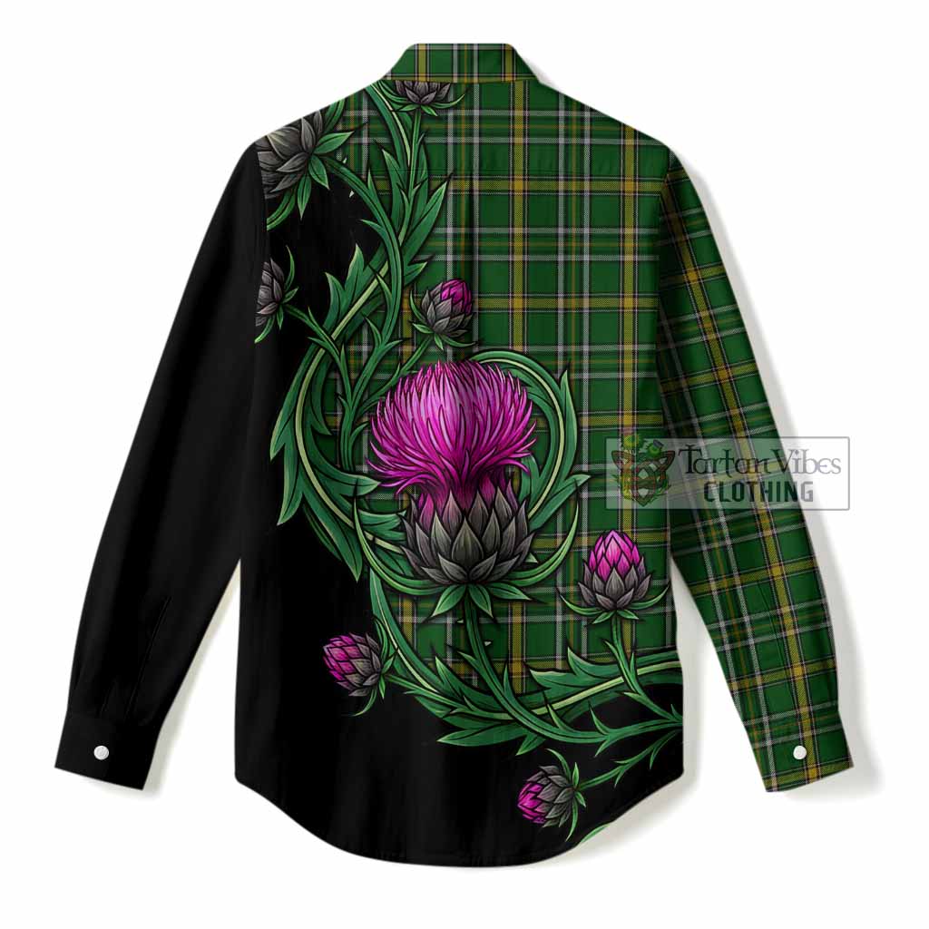 Offaly Tartan Women Casual Shirt Resilient Scottish Thistle