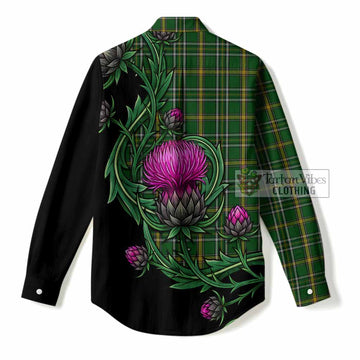 Offaly Tartan Women Casual Shirt Resilient Scottish Thistle
