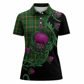 Offaly Tartan Women Polo Shirt Resilient Scottish Thistle