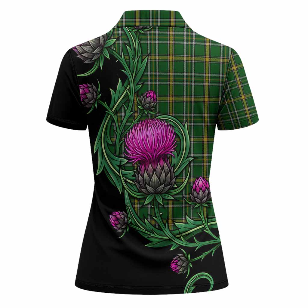 Offaly Tartan Women Polo Shirt Resilient Scottish Thistle
