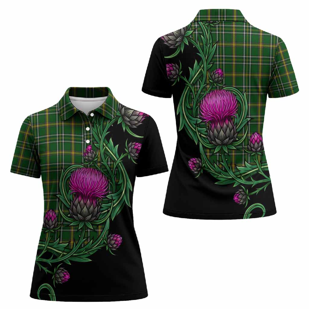 Offaly Tartan Women Polo Shirt Resilient Scottish Thistle