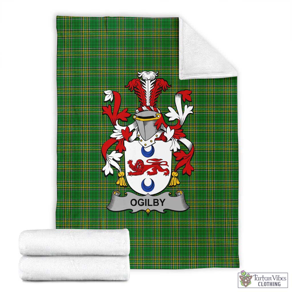 Ogilby Irish Clan Tartan Blanket with Coat of Arms X-Large 59 x 79 inches 150 x 200 cm - Tartan Vibes Clothing