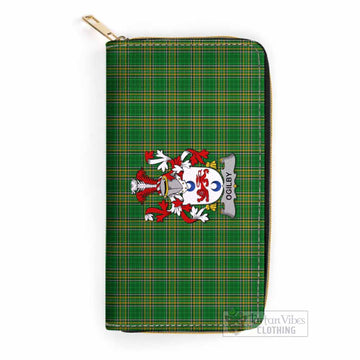 Tartan Vibes Clothing Ogilby Irish Clan Tartan Women's Leather Wallet with Coat of Arms