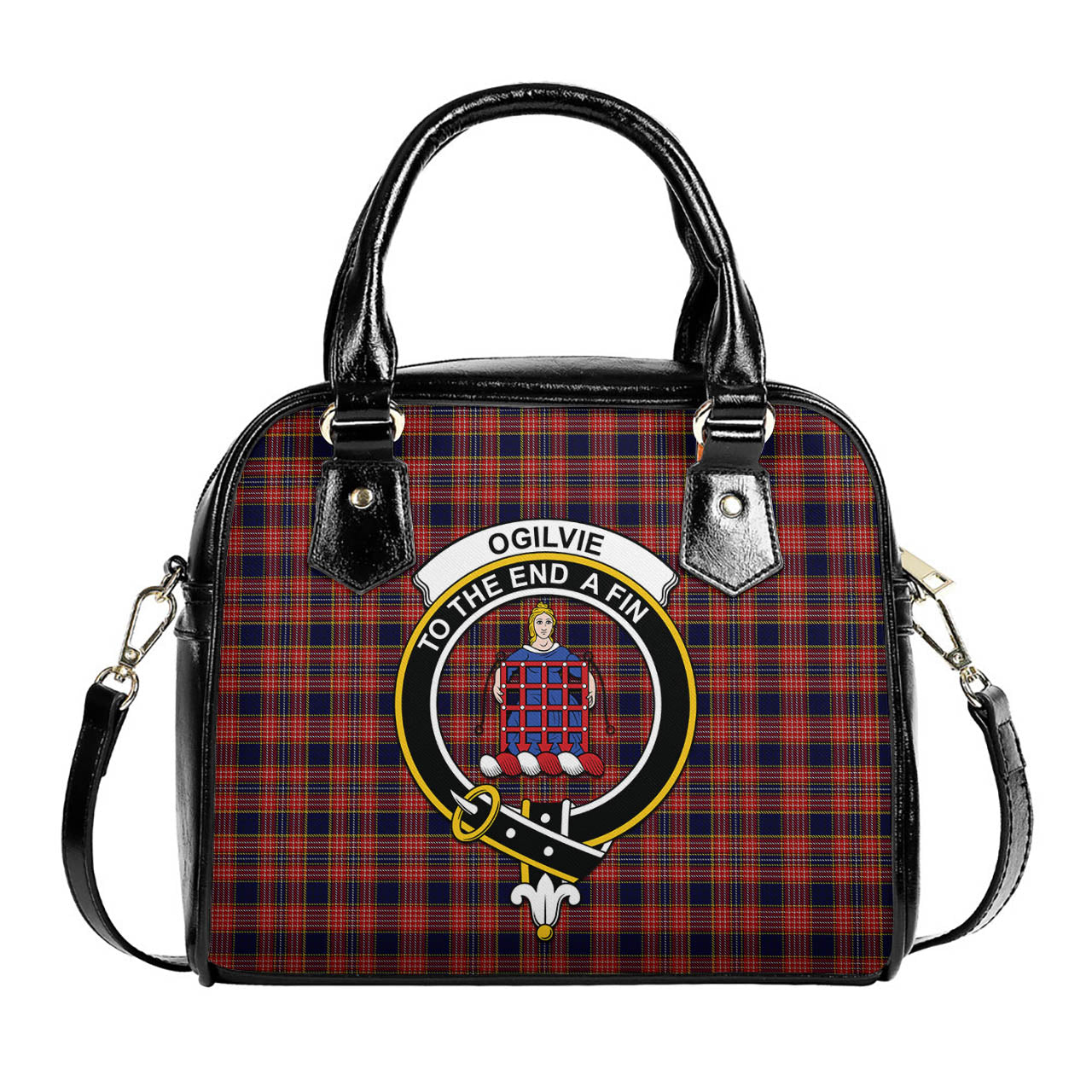 Ogilvie (Ogilvy) Tartan Shoulder Handbags with Family Crest One Size 6*25*22 cm - Tartanvibesclothing