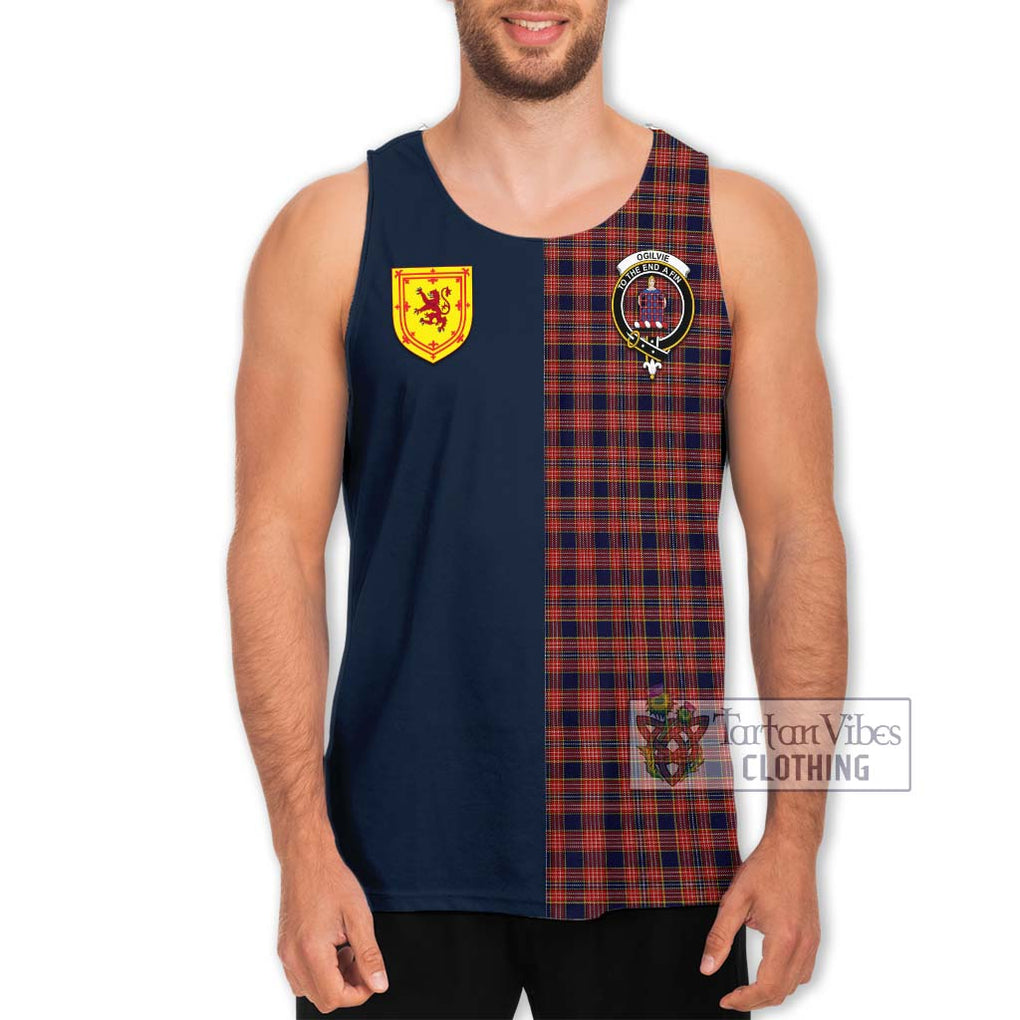Tartan Vibes Clothing Ogilvie (Ogilvy) Tartan Men's Tank Top with Scottish Lion Royal Arm Half Style