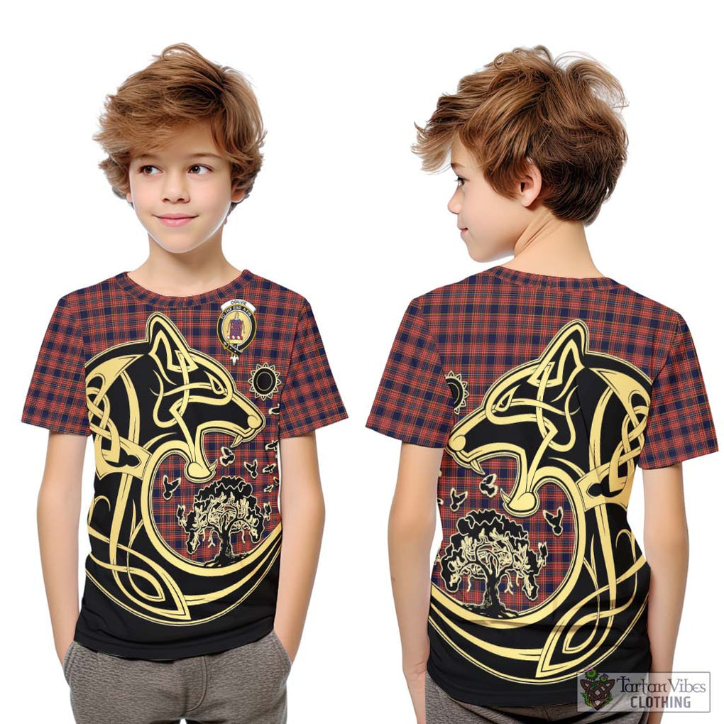 Ogilvie (Ogilvy) Tartan Kid T-Shirt with Family Crest Celtic Wolf Style Youth XL Size14 - Tartan Vibes Clothing
