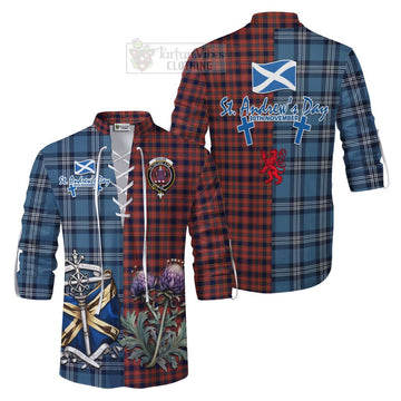 Tartan Vibes Clothing Ogilvie (Ogilvy) Tartan Ghillie Kilt Shirt Happy St. Andrew's Day Half Tartan Style