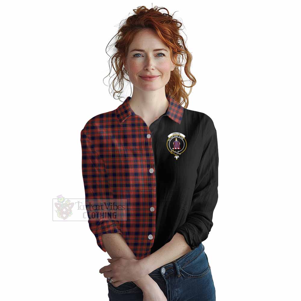 Tartan Vibes Clothing Ogilvie (Ogilvy) Tartan Women's Casual Shirt with Family Crest and Half Of Me Style