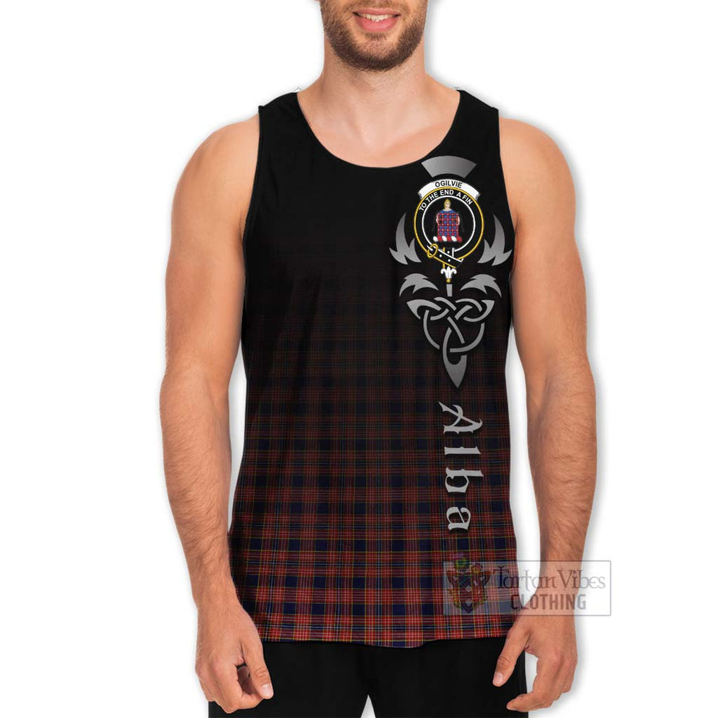 Tartan Vibes Clothing Ogilvie (Ogilvy) Tartan Men's Tank Top Featuring Alba Gu Brath Family Crest Celtic Inspired