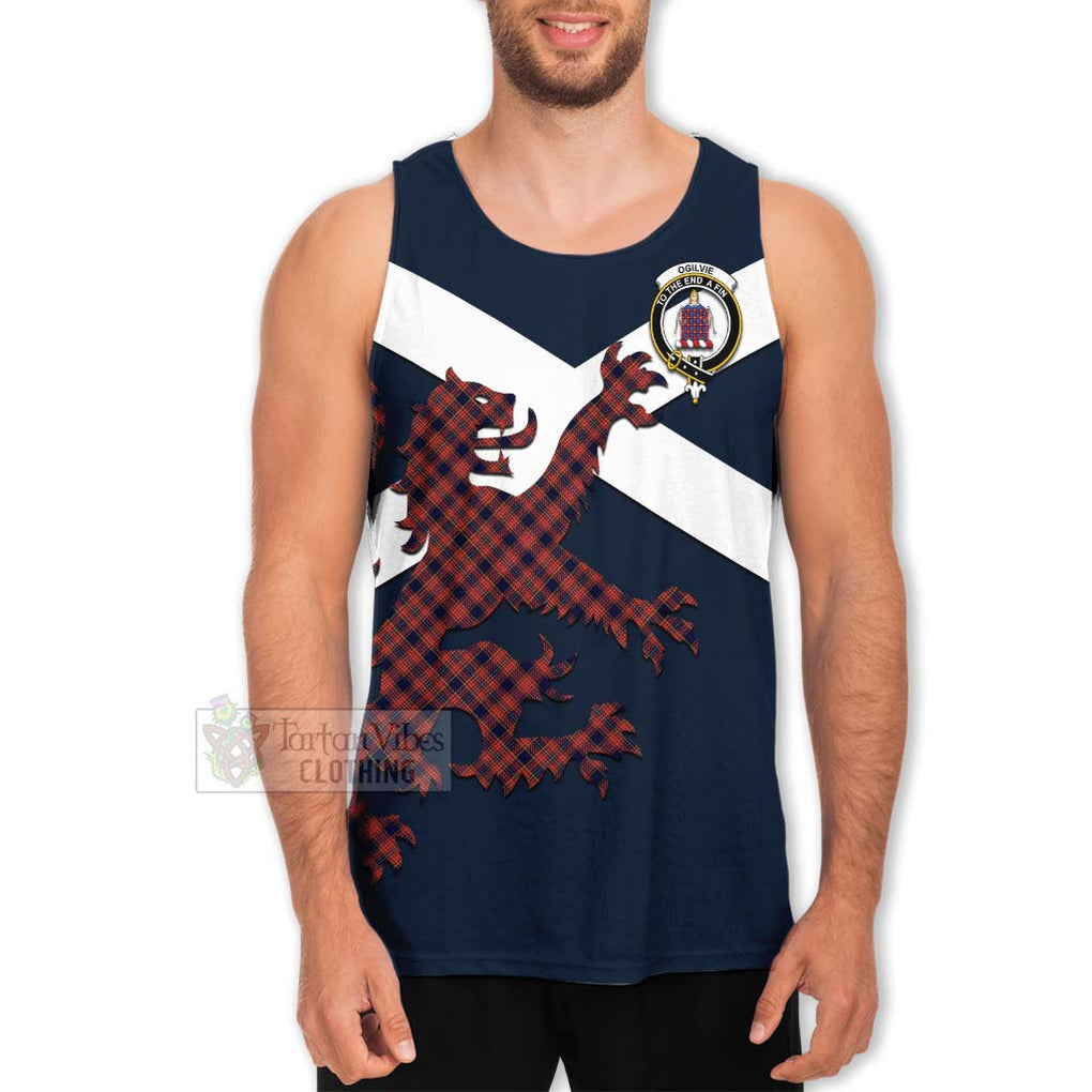 Tartan Vibes Clothing Ogilvie (Ogilvy) Tartan Lion Rampant Men's Tank Top – Proudly Display Your Heritage with Alba Gu Brath and Clan Name