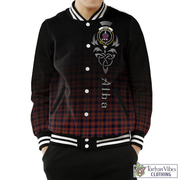Tartan Vibes Clothing Ogilvie (Ogilvy) Tartan Baseball Jacket Featuring Alba Gu Brath Family Crest Celtic Inspired