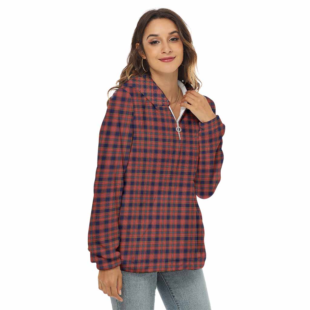 Tartan Vibes Clothing Ogilvie (Ogilvy) Tartan Women's Borg  Half Zip Fleece Hoodie