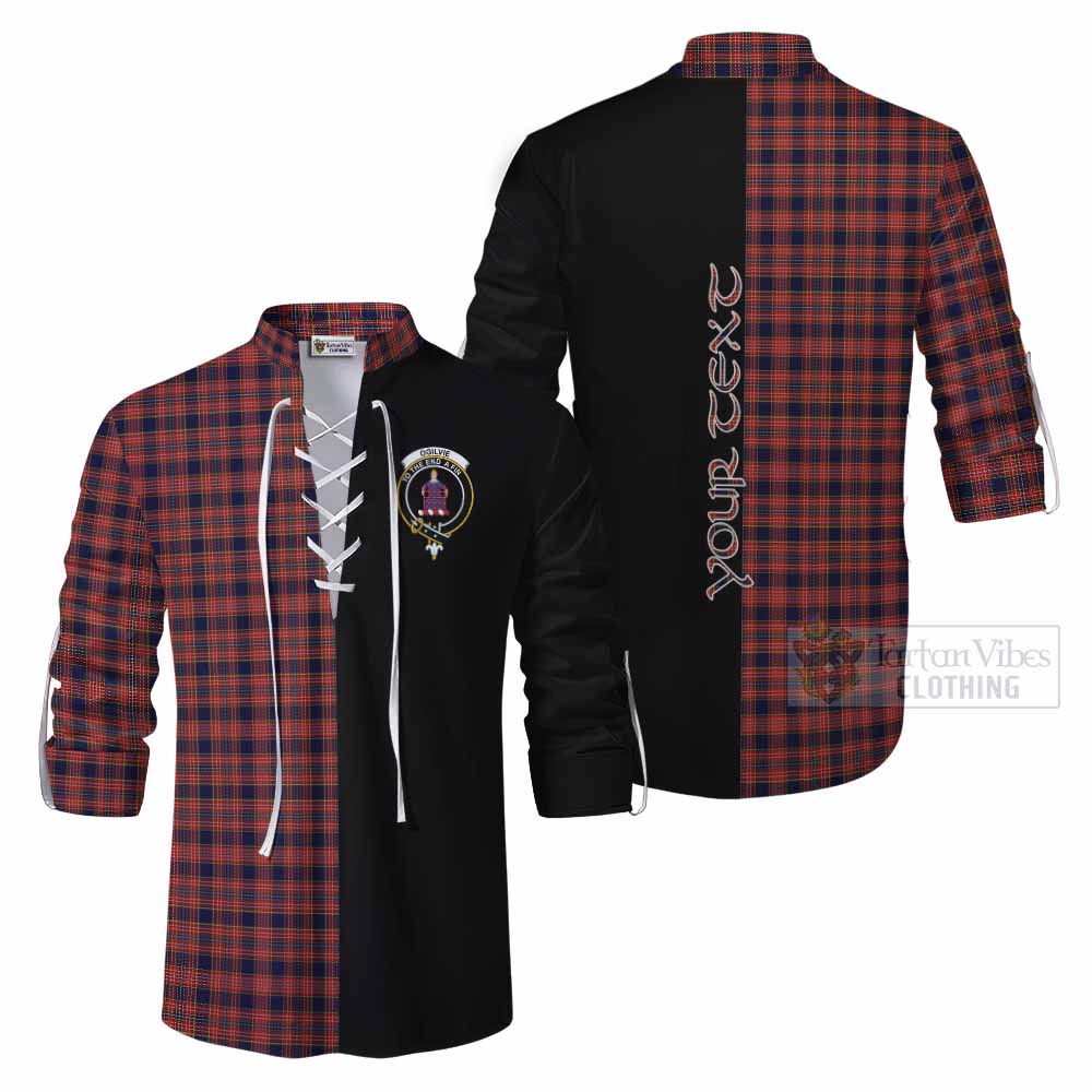 Tartan Vibes Clothing Ogilvie (Ogilvy) Tartan Ghillie Kilt Shirt with Family Crest and Half Of Me Style