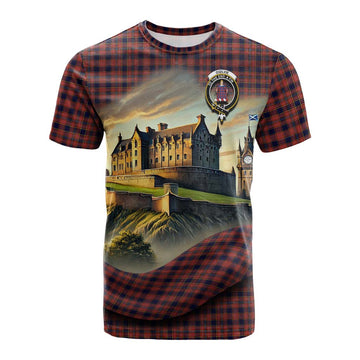 Ogilvie (Ogilvy) Tartan Family Crest Cotton T-shirt with Scottish Ancient Castle Style