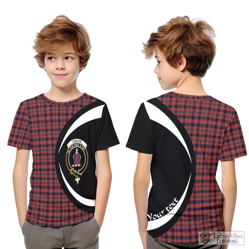 Ogilvie (Ogilvy) Tartan Kid T-Shirt with Family Crest Circle Style Youth XL Size14 - Tartan Vibes Clothing