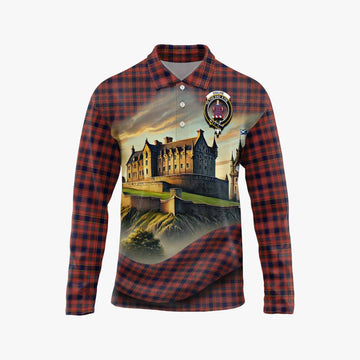 Tartan Vibes Clothing Ogilvie (Ogilvy) Tartan Family Crest Long Sleeve Polo Shirt with Scottish Ancient Castle Style