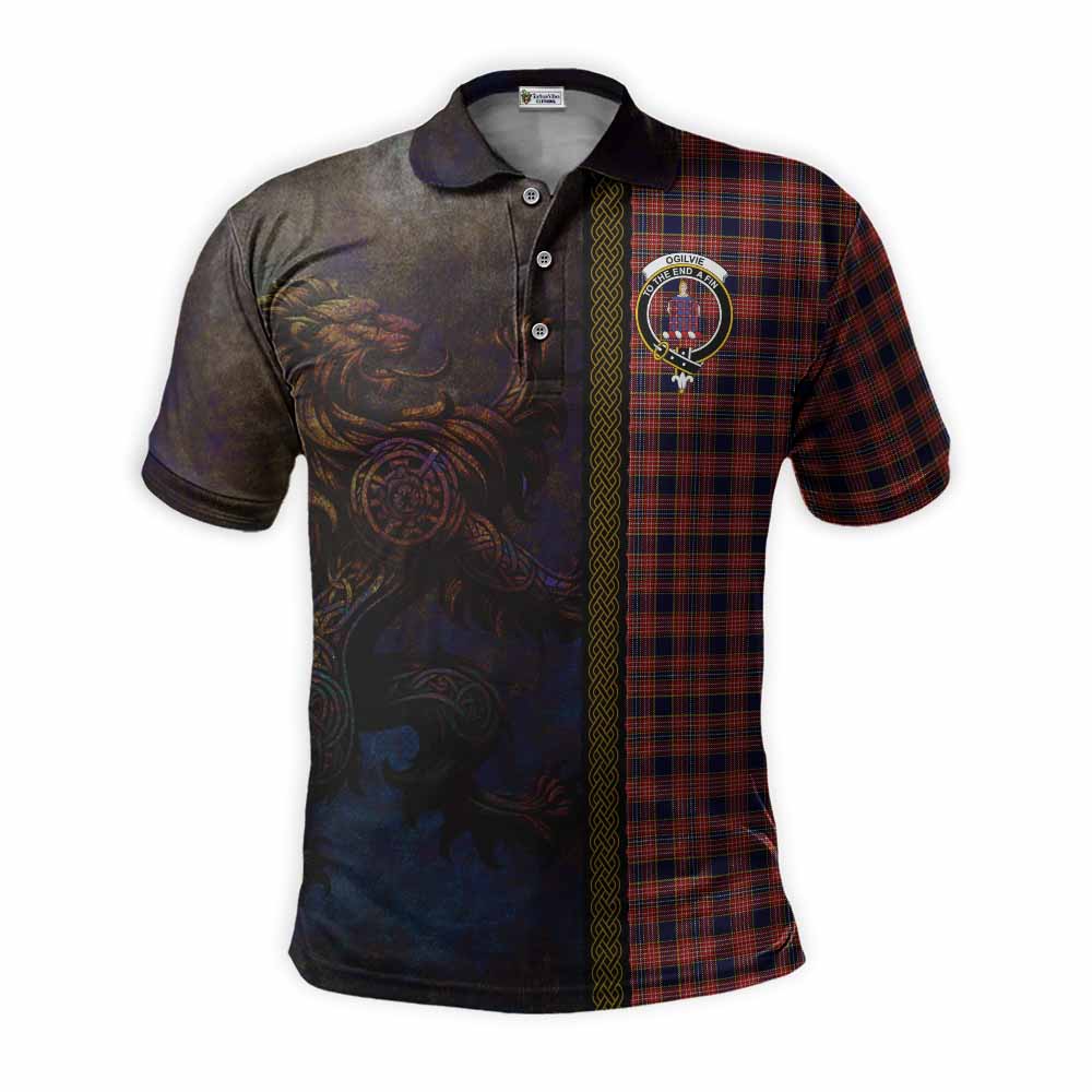 Tartan Vibes Clothing Ogilvie (Ogilvy) Tartan Family Crest Polo Shirt Alba Gu Brath Be Brave Lion Ancient Style