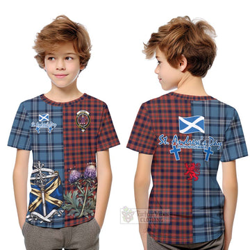 Tartan Vibes Clothing Ogilvie (Ogilvy) Tartan Kid T-Shirt Happy St. Andrew's Day Half Tartan Style