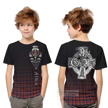 Tartan Vibes Clothing Ogilvie (Ogilvy) Tartan Kid T-Shirt Featuring Alba Gu Brath Family Crest Celtic Inspired