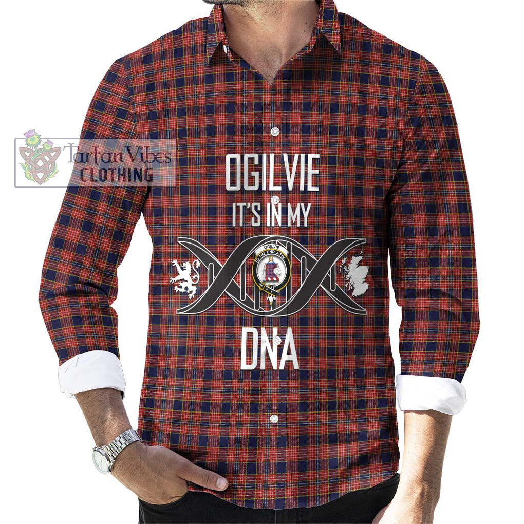 Ogilvie (Ogilvy) Tartan Long Sleeve Button Shirt with Family Crest DNA In Me Style Men's Shirt S - Tartanvibesclothing Shop