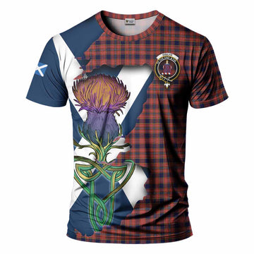 Tartan Vibes Clothing Ogilvie (Ogilvy) Tartan Family Crest T-Shirt Scottish Thistle Celtic Inspired