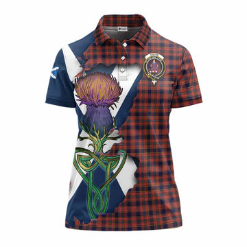 Ogilvie (Ogilvy) Tartan Family Crest Women's Polo Shirt Scottish Thistle Celtic Inspired